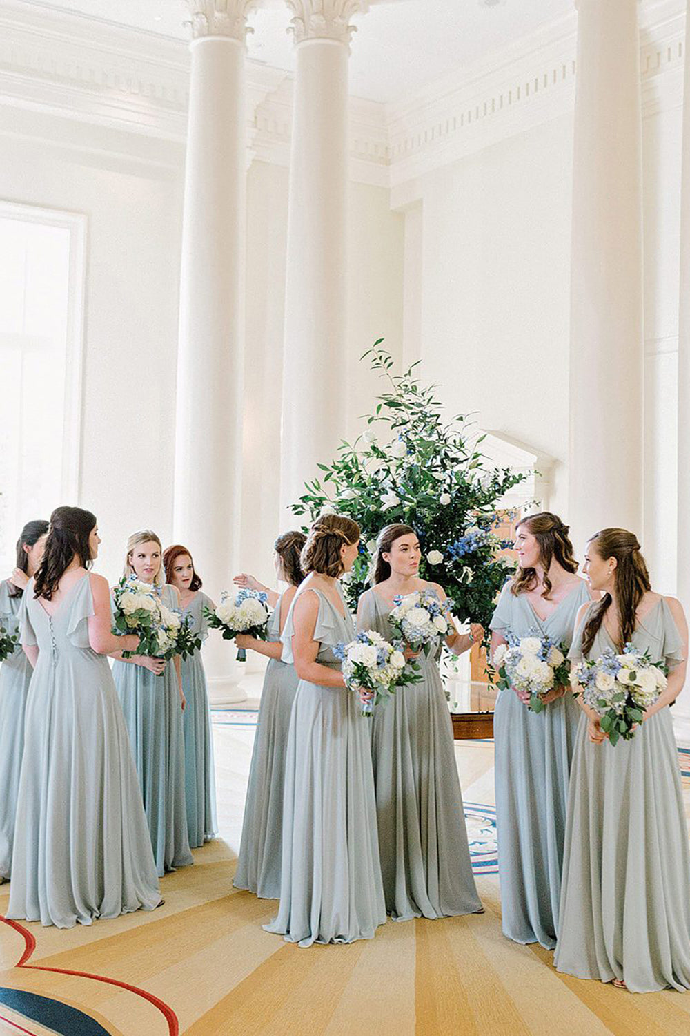 Dusty Sage Long Chiffon Bridesmaid Dress