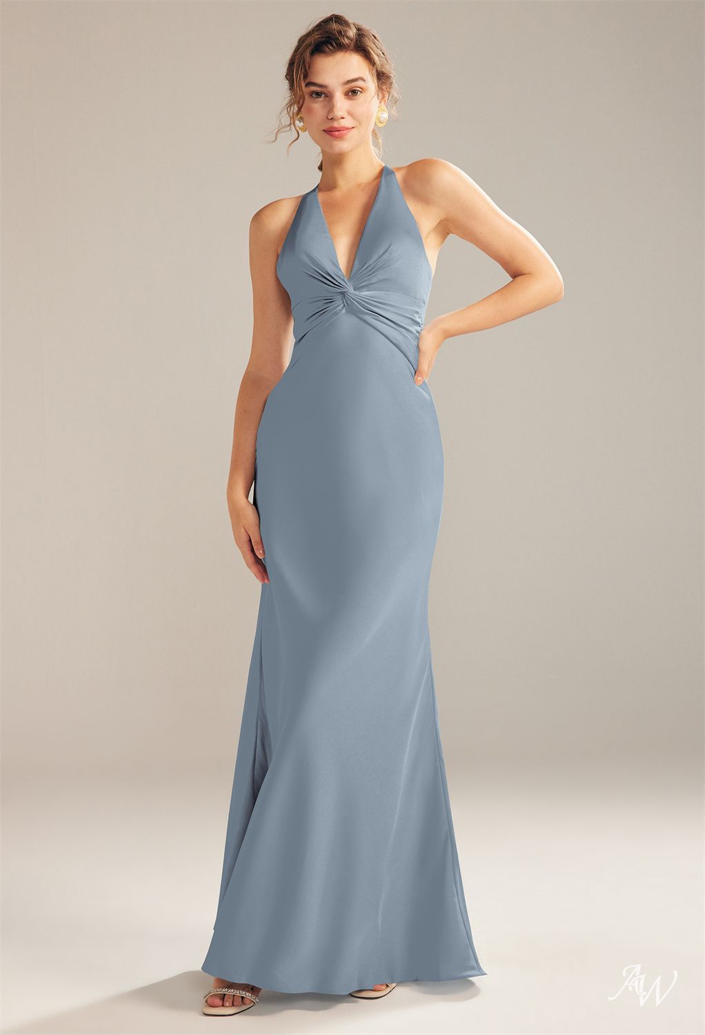 Floor-length Mermaid Maxi Dress #color_Dusty Blue