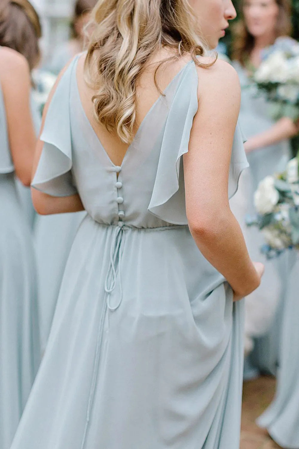 Long Chiffon Bridesmaid Dress | Dusty Sage